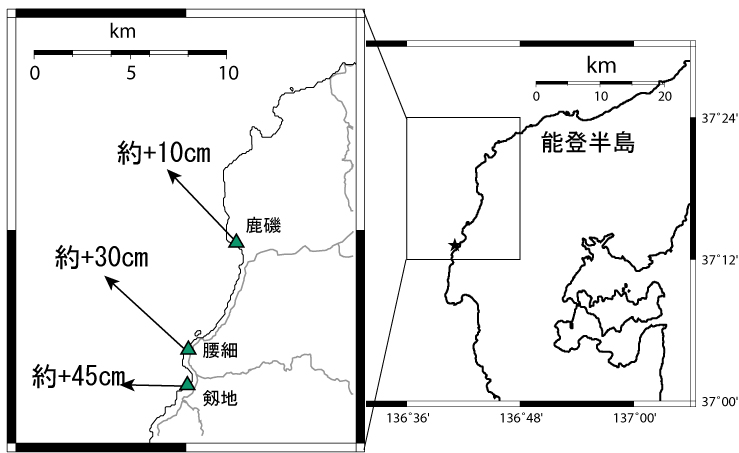 推定された海岸隆起量